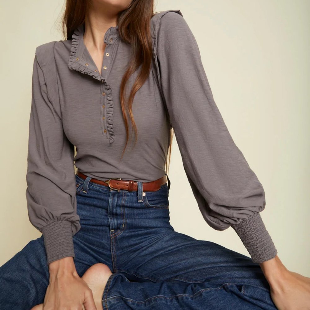 Nation LTD - Margaux Victorian Henley in French Lilac SZ S NWT